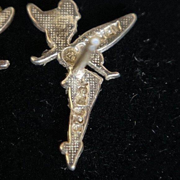 Vintage Disney Tinkerbell Sterling Silver 925 Stud Earrings Dainty Signed JCM - Picture 6 of 9